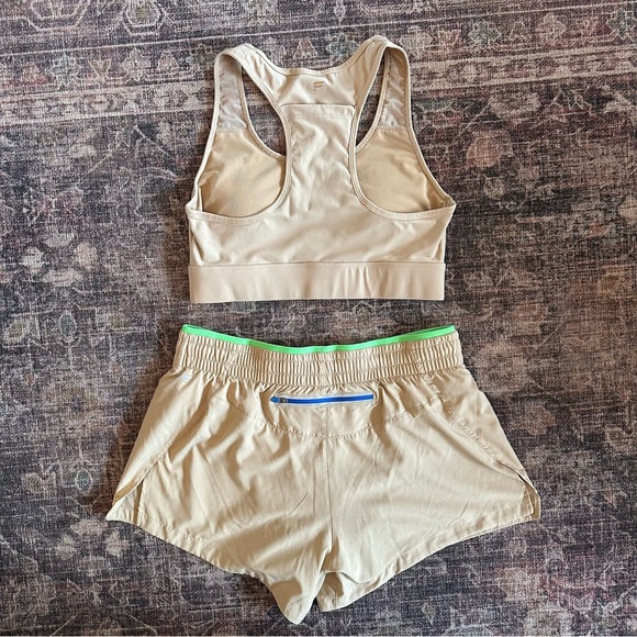 Fabletics Running Set | Tan Lime Green Cobalt Blue | Women's M | Athleisure - Picture 5 of 14